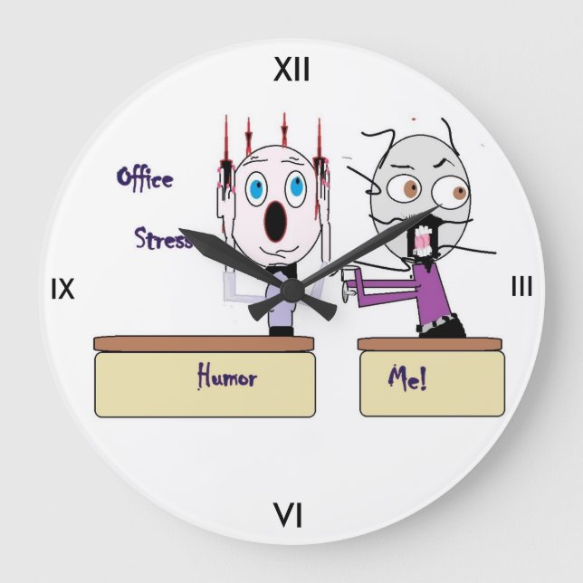 Reloj Redondo Grande Aliviar el estrés de la oficina (Anverso)