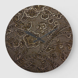 Reloj Redondo Grande Alivio floral de bronce