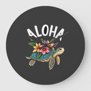 Reloj Redondo Grande Aloha Hawái Camisa Hawaiana Tortuga Hibisco Niños