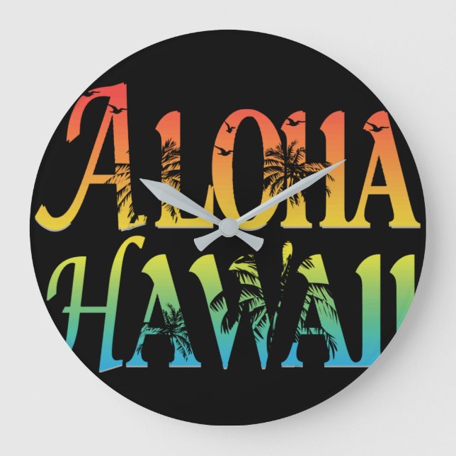 Reloj Redondo Grande Aloha Hawaii (Anverso)