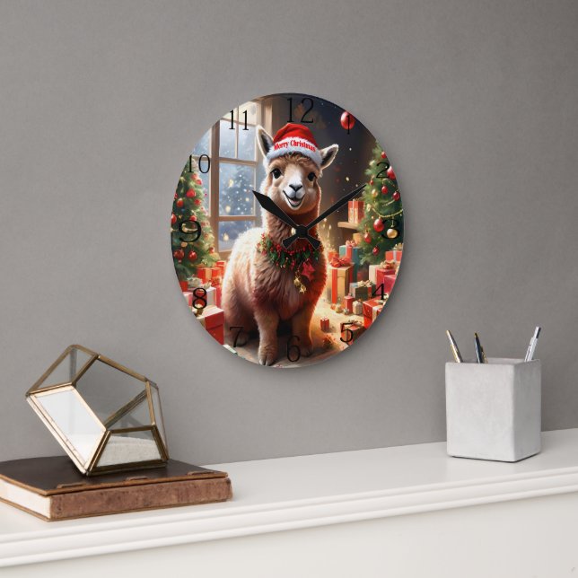 Reloj Redondo Grande "Alpaca presenta: Un cuento de Navidad" (Oficina)