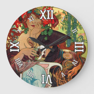 Reloj Redondo Grande Alphonse Mucha Bieres De La Meuse