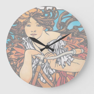 Reloj Redondo Grande Alphonse Mucha - Cycles Perfecta Retro Art Nouveau