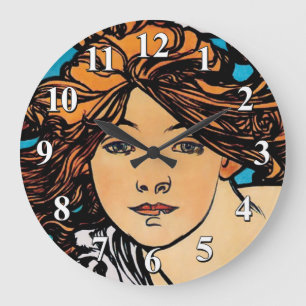 Reloj Redondo Grande Alphonse Mucha - Cycles Perfecta Retro Art Nouveau