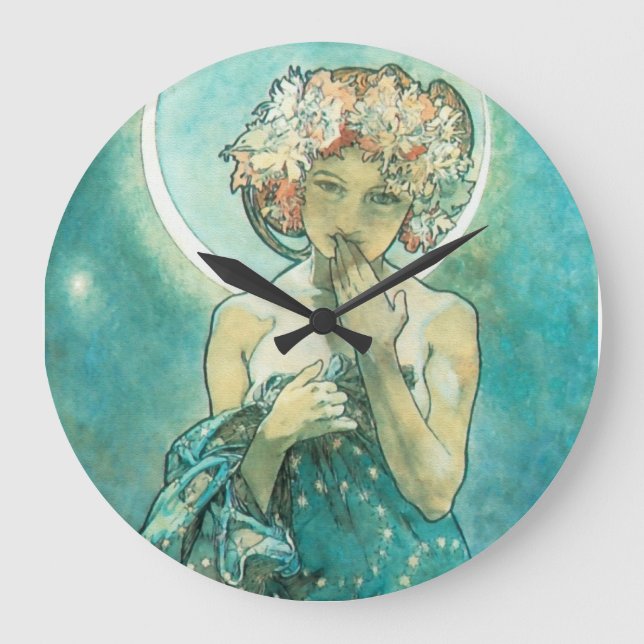 Reloj Redondo Grande Alphonse Mucha Moonlight Clair De Lune Art Nouveau (Anverso)