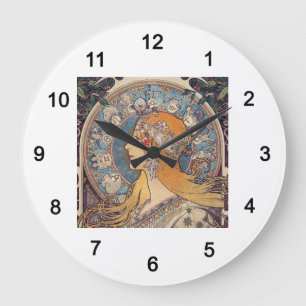 Reloj Redondo Grande Alphonse Mucha, "Zodiac"