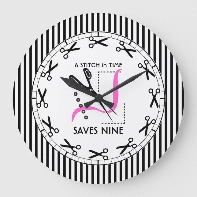 Reloj Redondo Grande Alteraciones de costura - una puntada a tiempo (Anverso)
