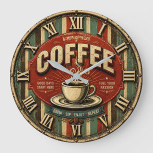 Reloj Redondo Grande Always Fresh Coffee Vintage Retro Cofe Bar