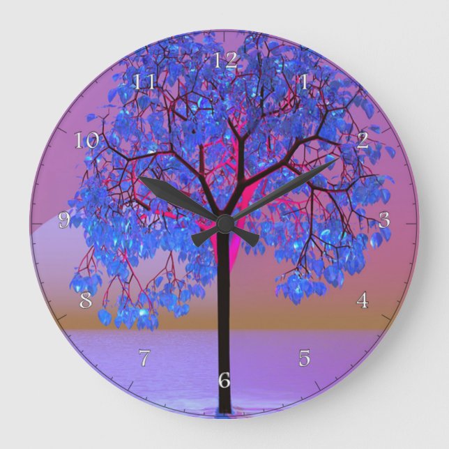 Reloj Redondo Grande Amanecer de árbol (Anverso)