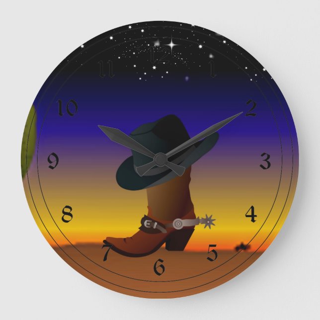 Reloj Redondo Grande Amanecer de Cowboy (Anverso)