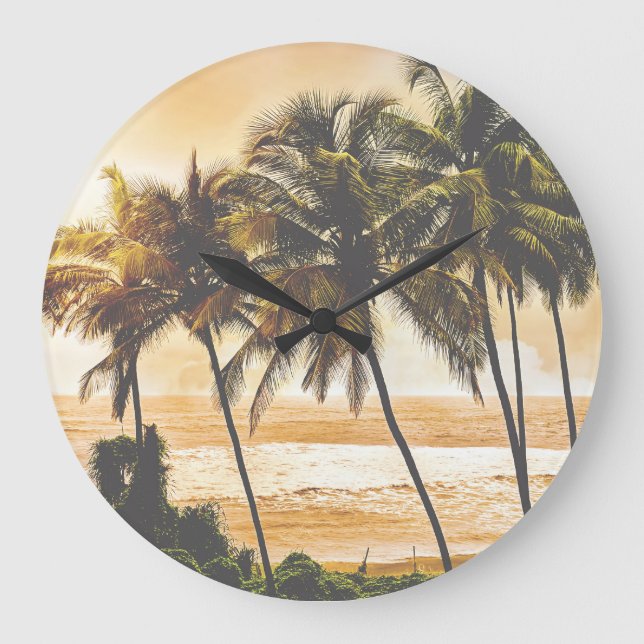 Reloj Redondo Grande Amanecer de palmeras: Goa Vintage (Anverso)