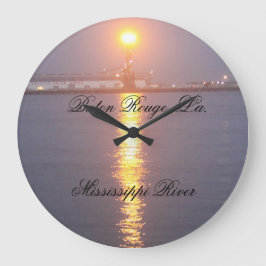 Reloj Redondo Grande Amanecer del río Mississippi