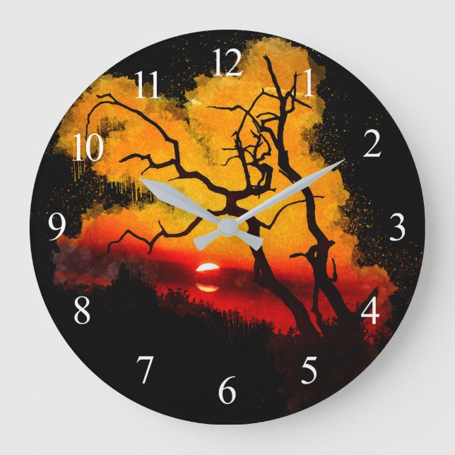 Reloj Redondo Grande Amanecer nocturno africano (Anverso)