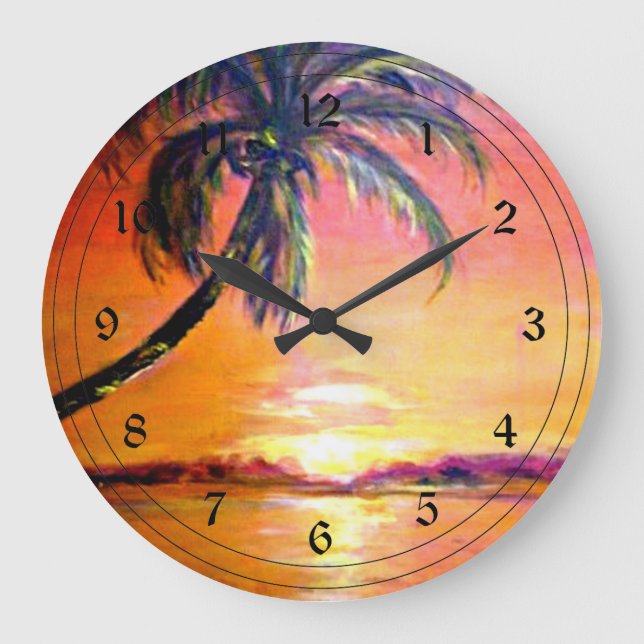 Reloj Redondo Grande Amanecer tropical (Anverso)