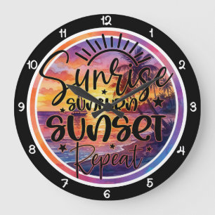 Reloj Redondo Grande Amanecer Tropical Atardecer Repetir Costero
