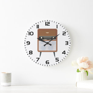 Reloj Redondo Grande Amante de la Música Retro Radio Vintage de Mediano