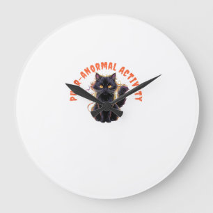 Reloj Redondo Grande Amante de los gatos Halloween Actividad Purr-anorm