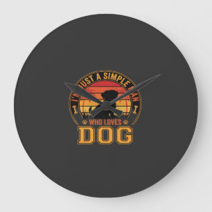 Reloj Redondo Grande Amante de los Perros Hombre Simple Retro Atardecer