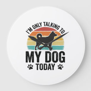 Reloj Redondo Grande Amante de Perros Divertido Diseño de Cita Vintage 