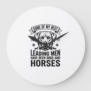 Reloj Redondo Grande Amante de perros y caballos diseño vintage para ho
