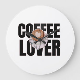 Reloj Redondo Grande Amante del Café – Adicto a la Cafeína Desayuno Caf
