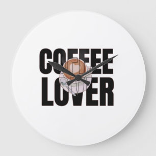 Reloj Redondo Grande Amante del Café – Adicto a la Cafeína Desayuno Des