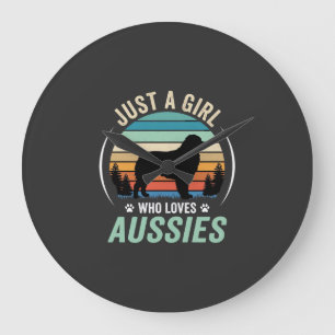 Reloj Redondo Grande Amante del perro pastor australiano Retro Atardece