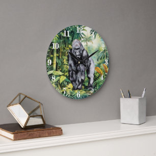 Reloj Redondo Grande Amantes de gorilas de la selva geniales