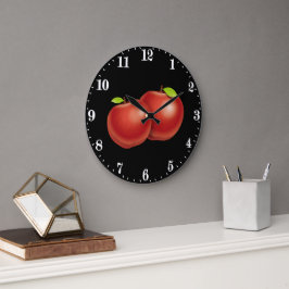 Reloj Redondo Grande Amantes de la cocina de manzana roja