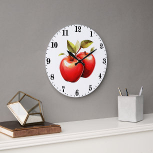 Reloj Redondo Grande Amantes de la fruta de manzana linda cocina