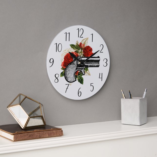 Reloj Redondo Grande amantes de las armas de vapor (Oficina)