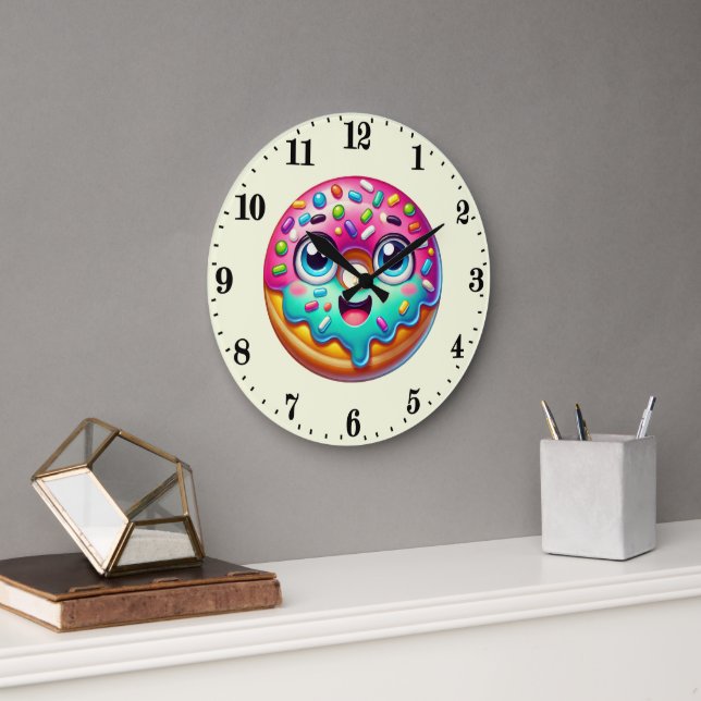 Reloj Redondo Grande Amantes de los donut dulces (Oficina)