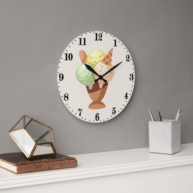 Reloj Redondo Grande Amantes de los helados dulces (Oficina)