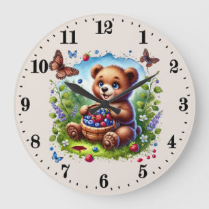 Reloj Redondo Grande Amantes de los osos de los bosques