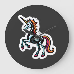Reloj Redondo Grande Amantes de Unicornios Esqueleto Divertido Spooky H