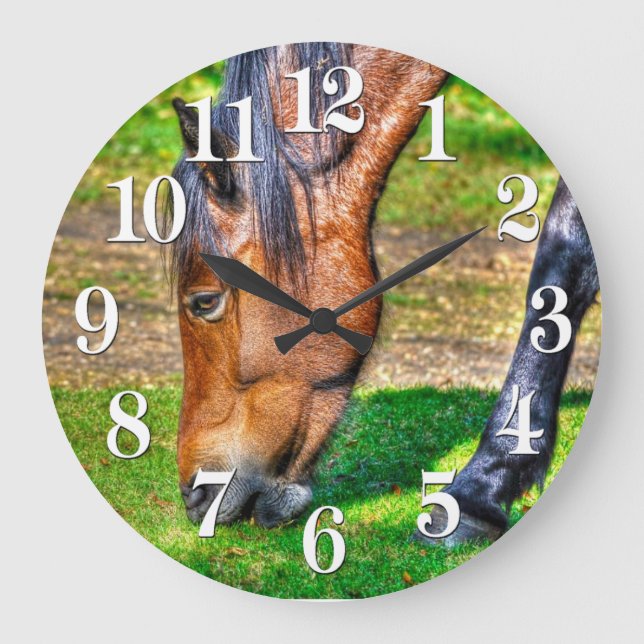 Reloj Redondo Grande Amantes del caballo de fotos Pony Equine de Grazin (Anverso)