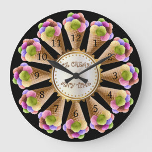 Reloj Redondo Grande Amantes Del Helado ~ Tiempo Para El Helado ~