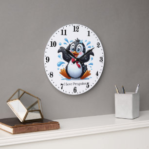Reloj Redondo Grande Amantes del pingüino lindo animal ártico