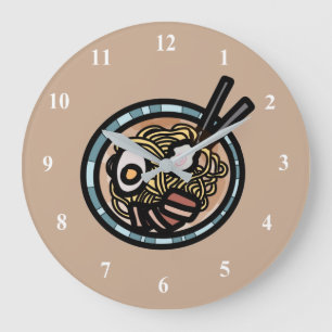 Reloj Redondo Grande Amantes del Ramen adorables japoneses