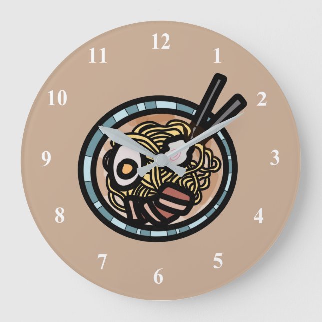 Reloj Redondo Grande Amantes del Ramen adorables japoneses (Anverso)