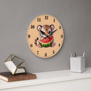 Reloj Redondo Grande Amantes del tigre de sandía linda