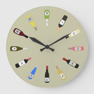 Reloj Redondo Grande Amantes del vino Ilustraciones de botella
