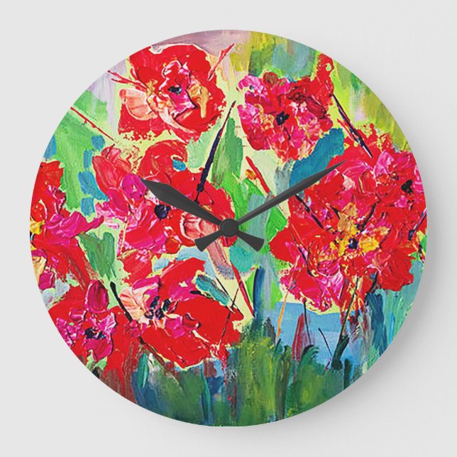 Reloj Redondo Grande Amapolas (Anverso)