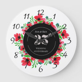Reloj Redondo Grande Amapolas 25 Aniversario de Boda 