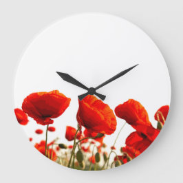 Reloj Redondo Grande Amapolas rojas