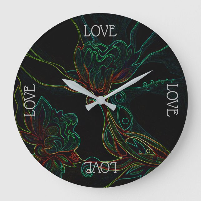 Reloj Redondo Grande Amar flores (Anverso)