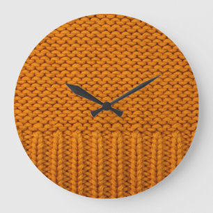 Reloj Redondo Grande Amarillo brillante: textura de punto hecha a mano.