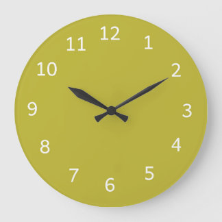 Reloj Redondo Grande Amarillo Chartreuse Verde Sólido Minimalista 