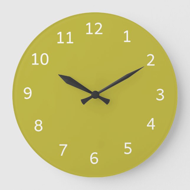 Reloj Redondo Grande Amarillo Chartreuse Verde Sólido Minimalista  (Anverso)