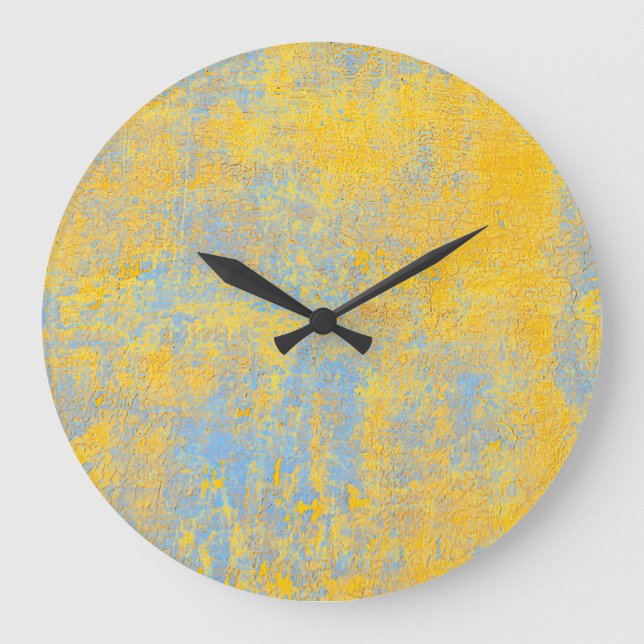 Reloj Redondo Grande amarillo de textura (Anverso)